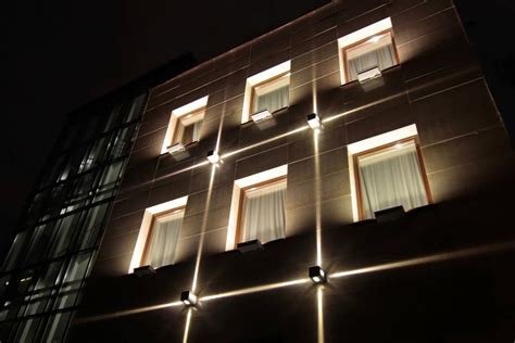 Architectural lighting of the office building facade