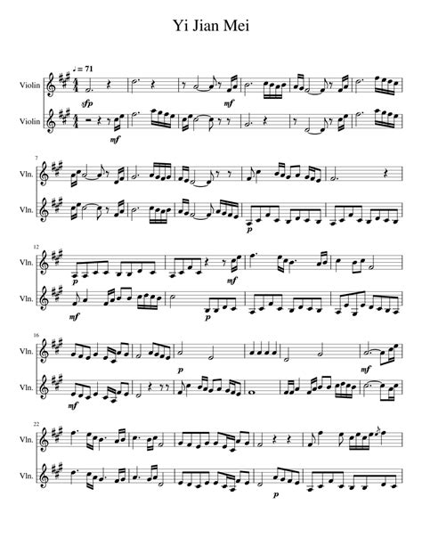 Yi Jian Mei 一剪梅 | xuehuapiaopiao (Violin duet) Sheet music for Violin (String Duet) | Musescore.com