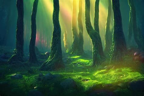 Premium Photo | Beautiful forest path as panorama background concept art digital painting ...