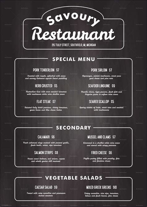 Chalkboard Menu Template Free Of Chalkboard Restaurant Menu Design Template In Psd Word ...