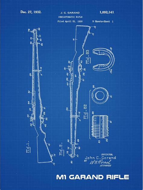 Amazon.com: Artery8 M1 Garand Rifle Blueprint Plan Extra Large XL Wall Art Poster Print: Posters ...