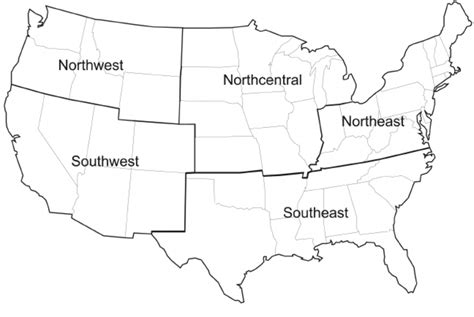 5 Regions Map Printable