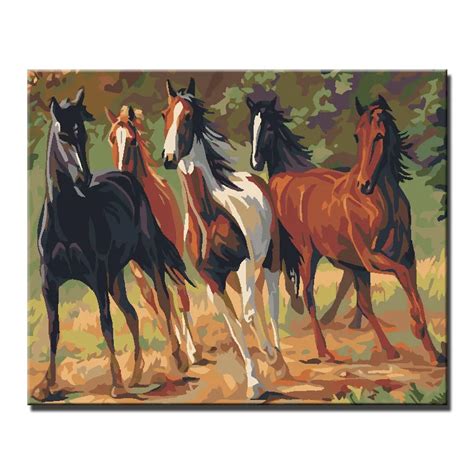 Digital Diy oil painting by numbers Galloping Horse wall decor picture ...