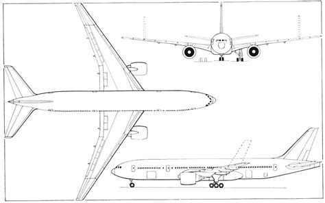 Boeing 777 Drawing Blueprint Sketch Coloring Page