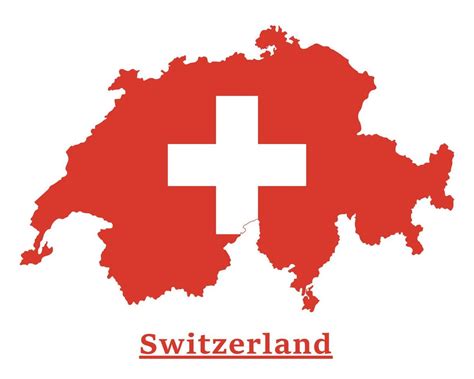 Switzerland National Flag Map Design, Illustration Of Switzerland ...