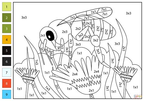 Multiplication Color by Number: Bee | Free Printable Coloring Pages