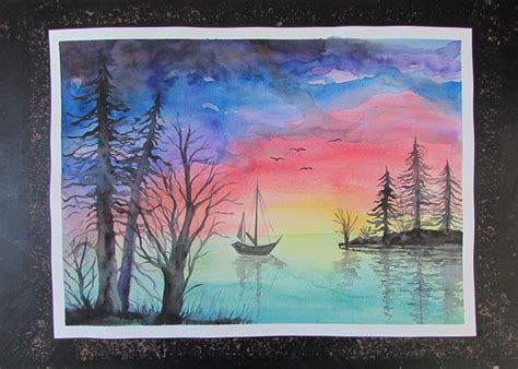 Sunset Paintings In Watercolor