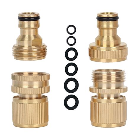 Buy 4 Pack Brass Garden Hose Tap Connectors- Expandable Garden Hose Male and Female Adaptors ...