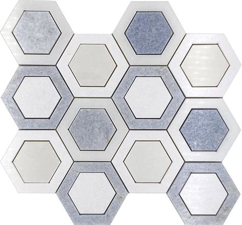 TS1402009 BLUE/WHITE HEXAGON MARBLE MOSAIC – Tile Store in Irvine