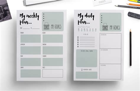 Weekly planner , daily planner | Stationery Templates ~ Creative Market