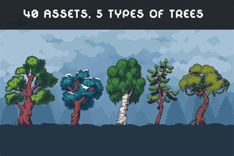 Free Tree Pixel Art Asset Pack Download - CraftPix.net