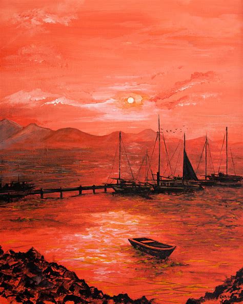 Red Sea Sunset Painting by Jane Woodward | Fine Art America