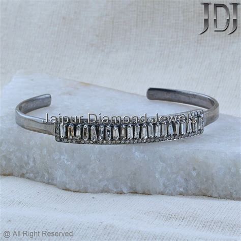 Genuine Baguette Diamond Cuff Bracelet Bangle 925 Sterling Silver Jewelry Gifts | eBay