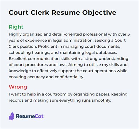 Top 16 Court Clerk Resume Objective Examples | ResumeCat