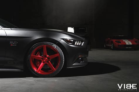 Furious Gun Metal Grey Mustang On Candy Red Custom Wheels — CARiD.com Gallery