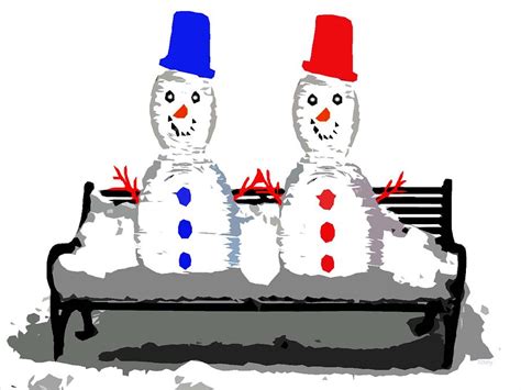 Snowman And Snowwoman Holding Hands Painting by Patrick J Murphy