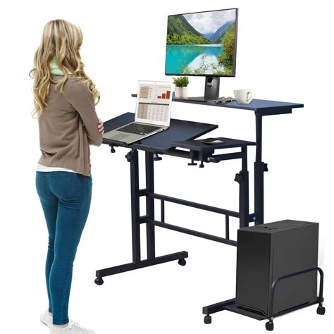 Buy Rolling Computer Table Mobile Standing Desk Sit-stand Laptop Standing Cart Workstation ...