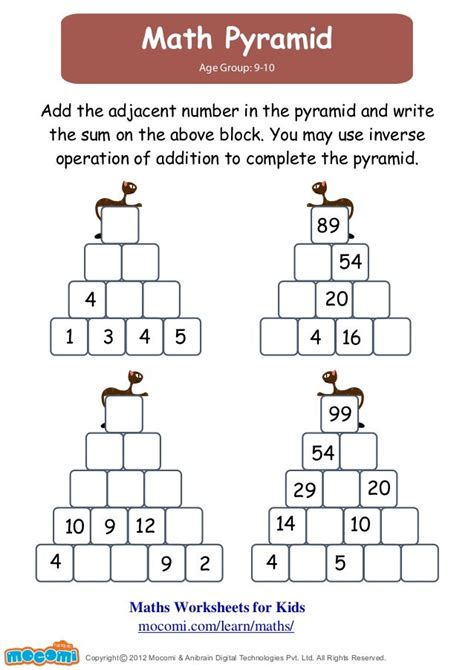 Match Pyramid – Maths Worksheets for Kids – Mocomi.com