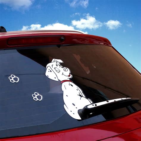 Rylybons 1PCS Car Stickers Cartoon Funny Spotted Dog Moving Tail ...