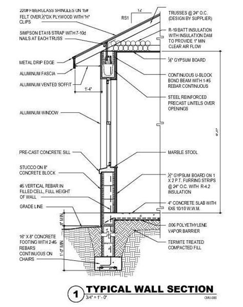 Section Drawings Including Details Examples | Section drawing architecture, Wall section detail ...