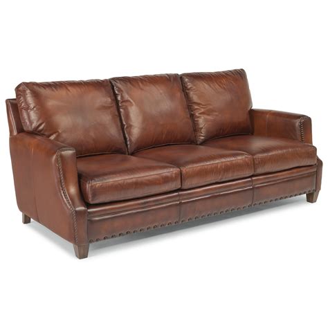 Flexsteel Latitudes - Maxfield Rustic Leather Sofa with Nailhead Trim | Darvin Furniture | Sofas