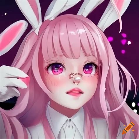 Cute anime bunny girl with pink eyes on Craiyon