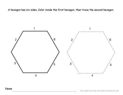 Hexagon shape activity sheets for school children