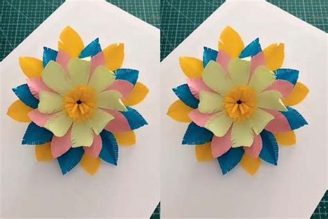 Five-color flower paper-cut art - DIY ART PINS