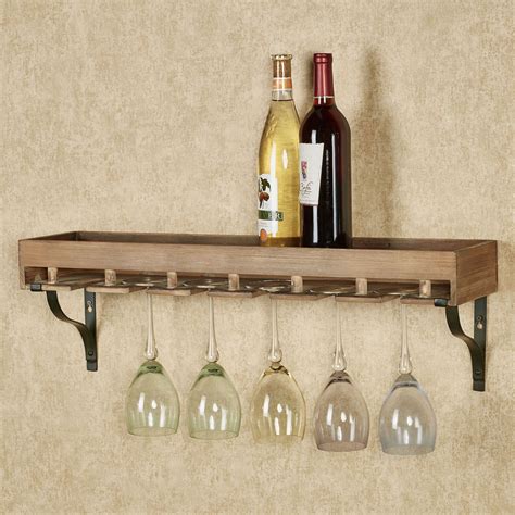 Wine Storage Wall Shelf with Stemware Rack