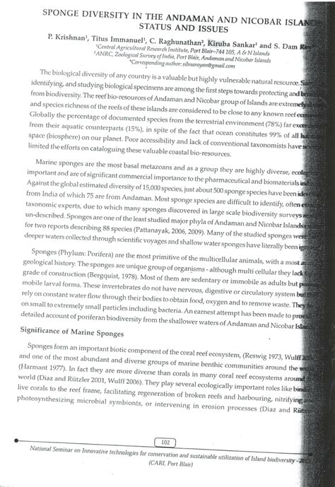 (PDF) Sponge Diversity in the Andaman and Nicobar Islands status and issues