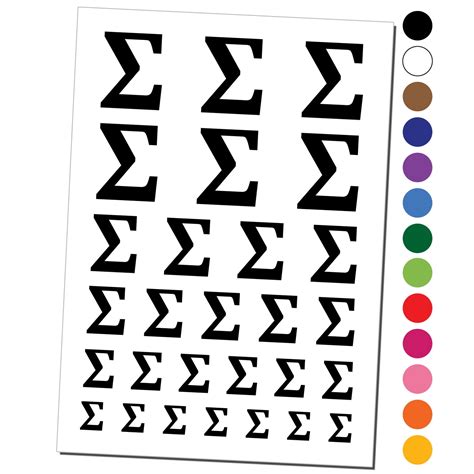 Summation Sigma Sum Math Symbol Water Resistant Temporary Tattoo Set Fake Body Art Collection ...