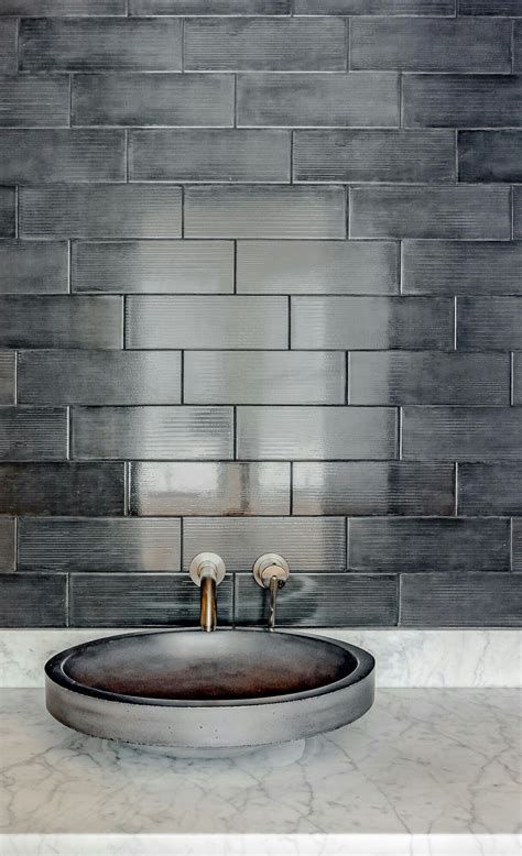 Glossy gray subway tile for a powder bathroom | Pantry design, Grey ...