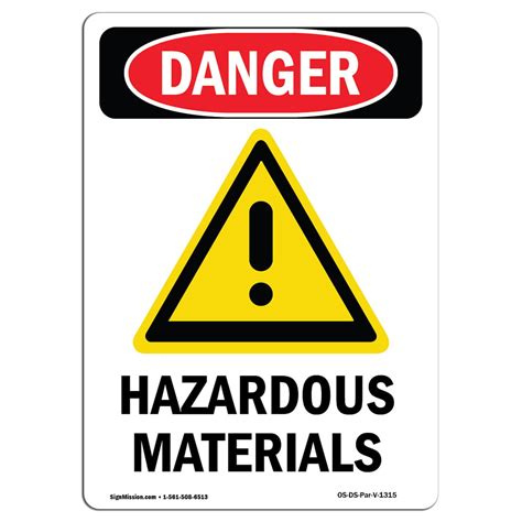 OSHA Danger Sign - Hazardous Materials | Choose from: Aluminum, Rigid Plastic Or Vinyl Label ...