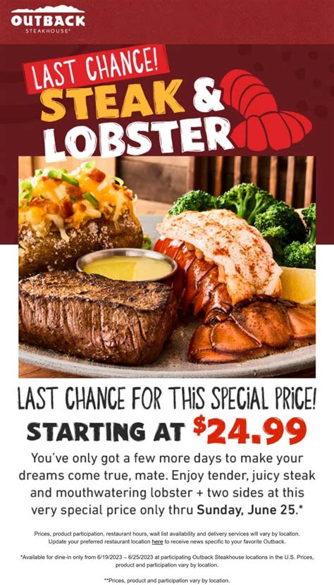 Steak + lobster = $25 at Outback Steakhouse #outbacksteakhouse | The ...