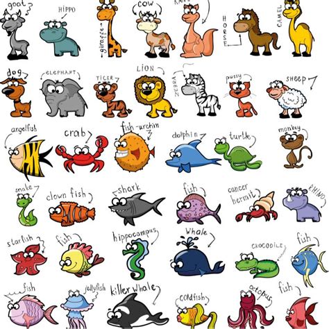 Black And White Cartoon Animals Names