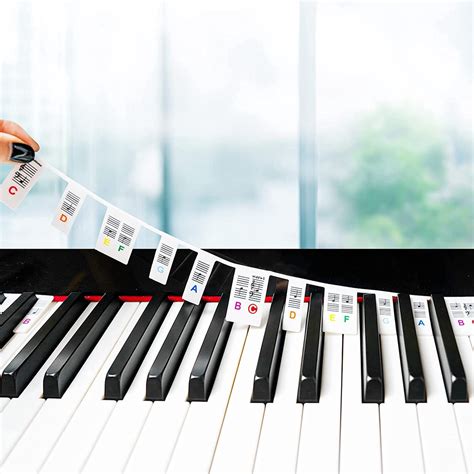 Piano Keyboard Stickers for Beginners Kids Removable, 88-Key Full Size Piano Notes Guide Piano ...