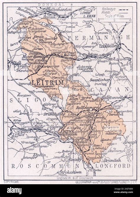 Map of Co. Leitrim. County Leitrim (1913 Stock Photo - Alamy