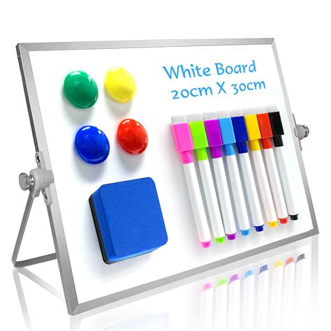 Buy OWill Dry Erase Whiteboard, 20 X 30 cm Small Magnetic Desktop Whiteboard with Stand ...