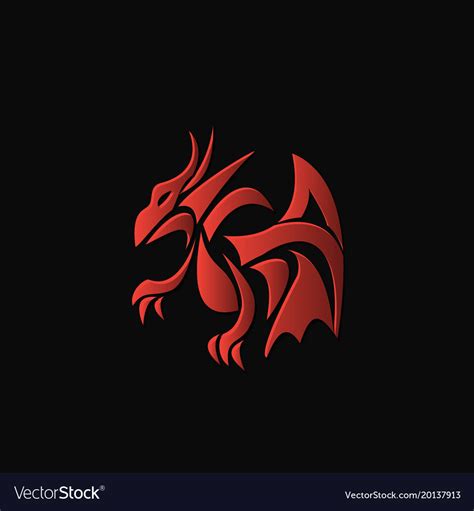 Red dragon on a black background Royalty Free Vector Image