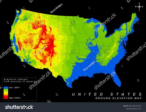 Usa Ground Elevation Terrain Height Map Stock Vector (Royalty Free) 2236131103 | Shutterstock