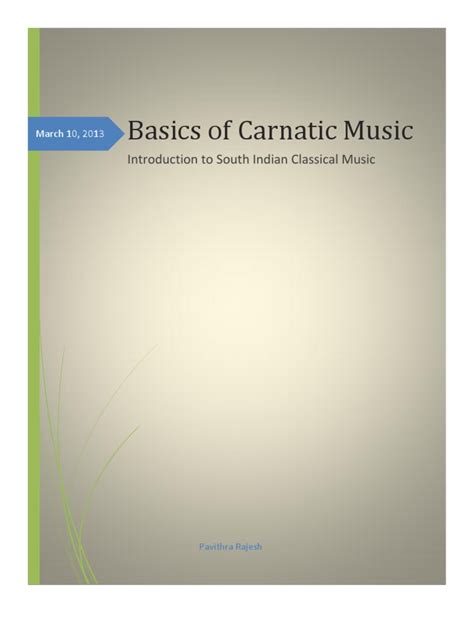 Basics of Carnatic Music | PDF | Musicology | Classical And Art Music Traditions