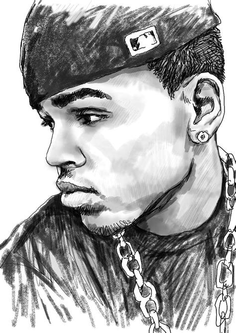 Chris Brown Art Drawing Sketch Portrait Drawing by Kim Wang