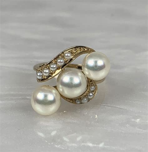 18K Yellow Gold and Pearl Vintage Ring