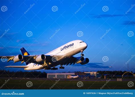 Lufthansa A380 takeoff editorial photo. Image of lufthansa - 16097636