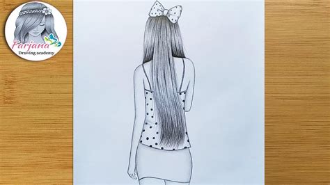 Easy way to Draw a girl with long hair (back side) || How to draw a girl || Pencil sketch tutorial