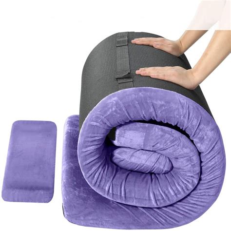 FBSPORT Memory Foam Floor Mattress with Pillow Camping Mattress/Car Travel Mat/Roll-Up Guest Bed ...