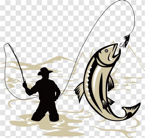 Catching Trout Fly Fishing Clip Art Rods - Silhouette Transparent PNG