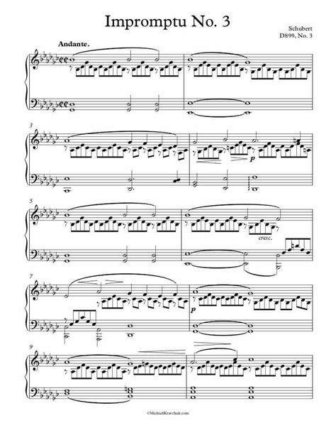 Free Piano Sheet Music – Impromptu in Gb Major – Schubert – Michael Kravchuk