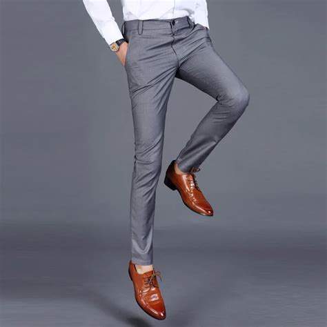 2018 Dress Pants Men Pure Color Formal Business Suit Pants Trousers ...