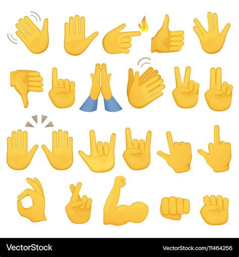 Set of hands icons and symbols emoji hand icons Vector Image